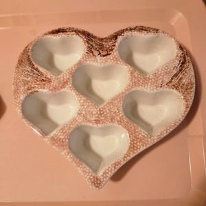 Vintage Stoneware 12" by 10" Heart Bakeware Muffins etc.